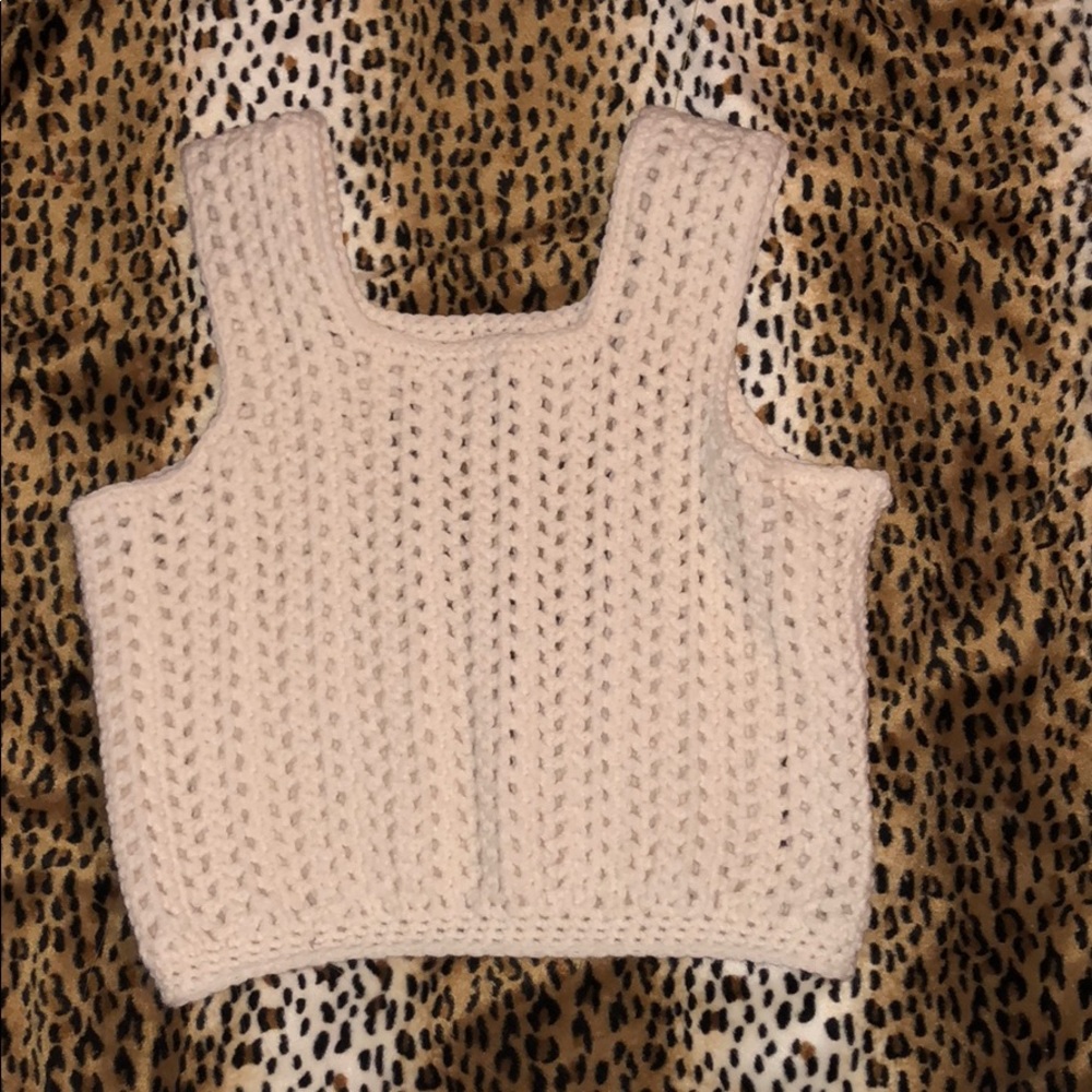 Crochet crop top cream small medium vintage